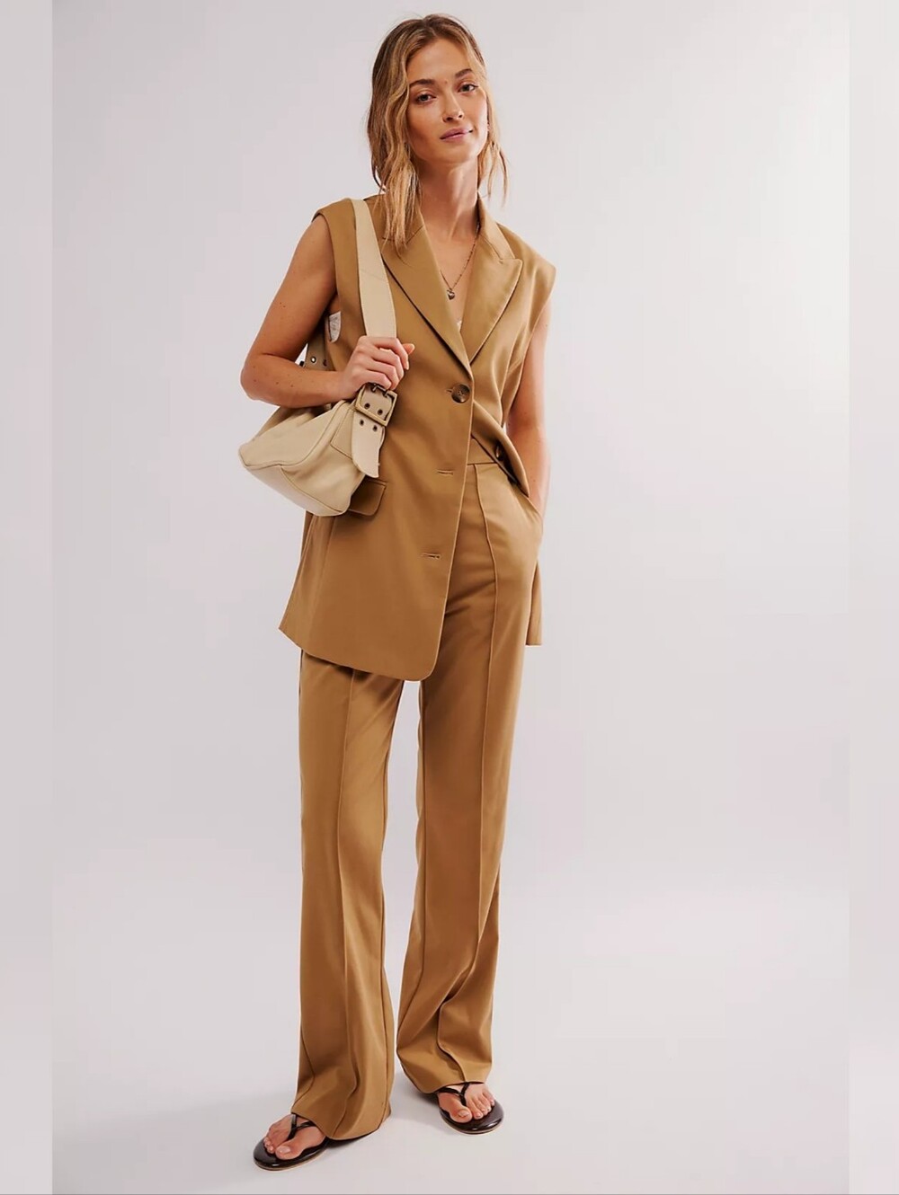 Free People Third Form Interchange Suit Set‎ in Nut Tan Women's Size 8